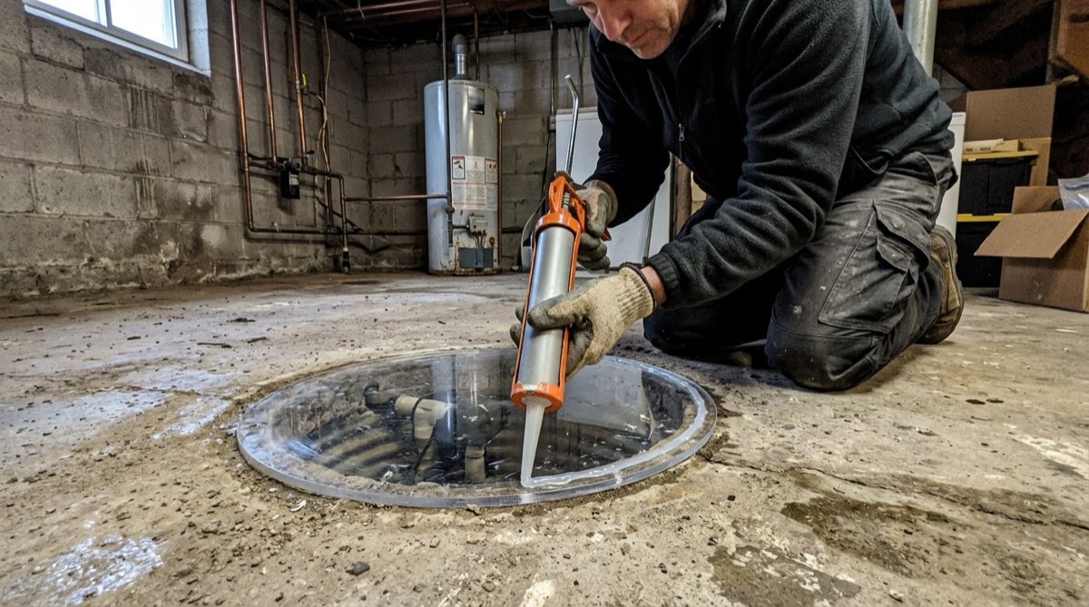 Sealing the sump pit lid as part of radon mitigation